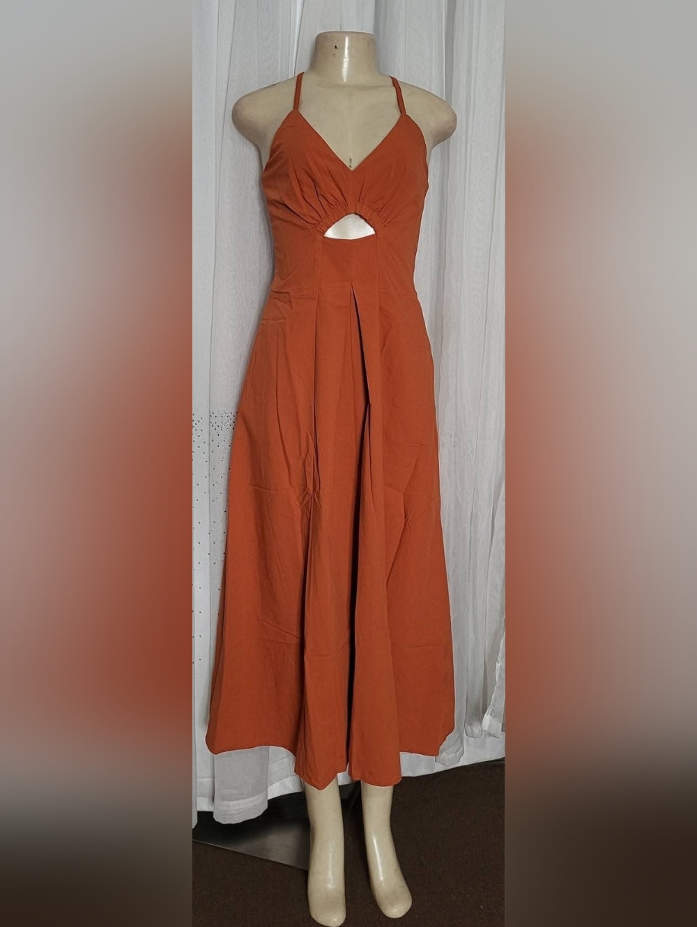 Rust Cutout Strappy Maxi Dress